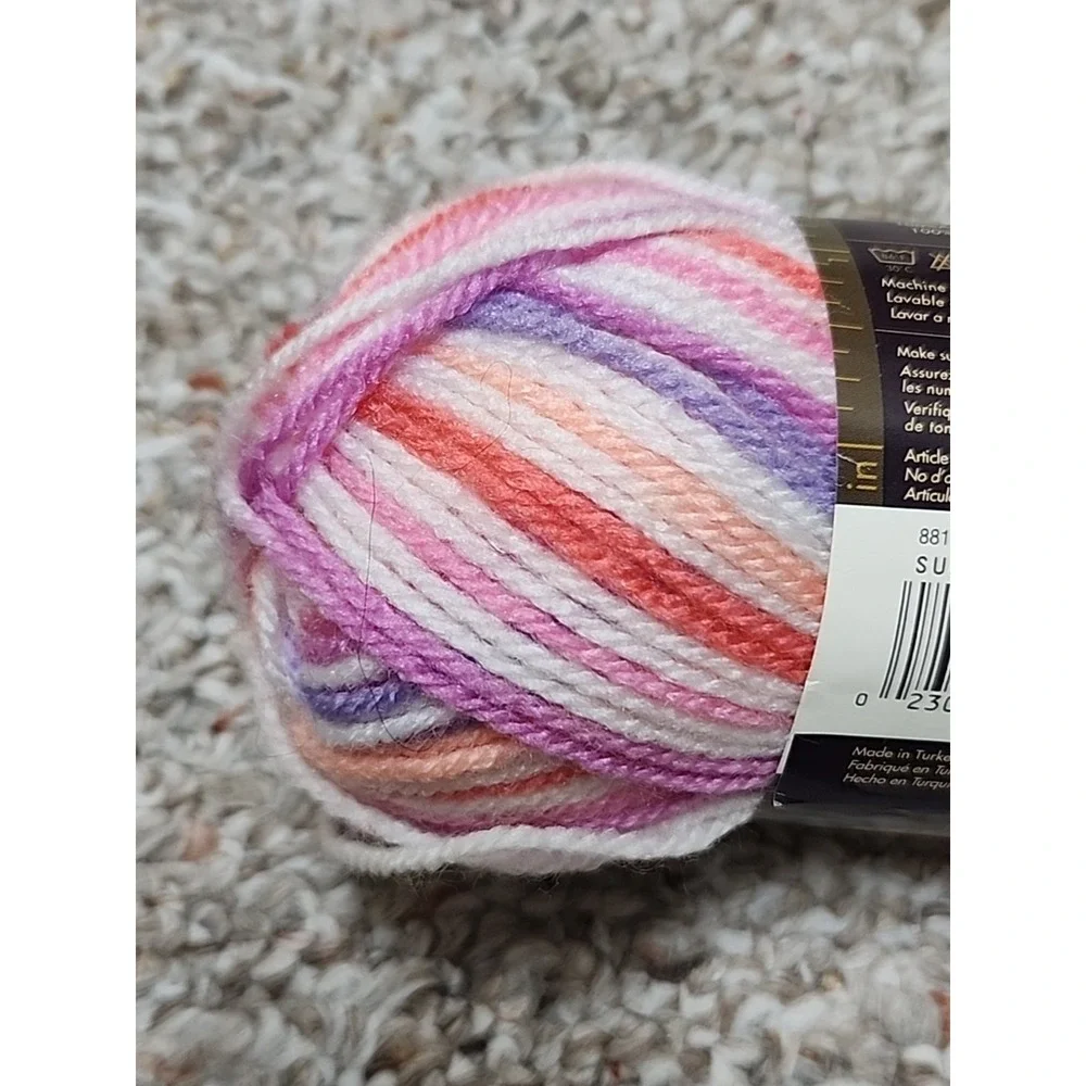 Lot of 5 Lion Brand Jamie Acrylic Striped Turkey #3 Lightweight